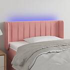 vidaXL Sänggavel LED rosa 93x16x78/88 cm sammet 3123515