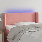 vidaXL Sänggavel LED rosa 103x16x78/88 cm sammet 3123143