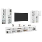 vidaXL Väggmonterade tv-skåp 7 delar med LEDs vit 3216778