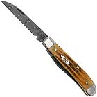 Case Cutlery Mini Trapper Damascus, Second Cut Jig Burnt Goldenrod CA52422