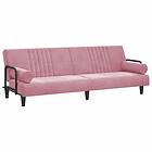 vidaXL Bäddsoffa med armstöd rosa sammet 351897