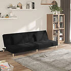 vidaXL Bäddsoffa 2-sits med två kuddar svart tyg 375794