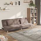 vidaXL Bäddsoffa 2-sits med två kuddar taupe tyg 375798