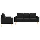 vidaXL Soffgrupp 2 delar tyg svart 3056643