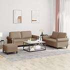 vidaXL Soffgrupp med dynor 3 delar cappuccino konstläder 3202159