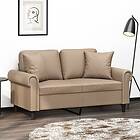 vidaXL 2-sits soffa med prydnadskuddar cappuccino 120 cm konstläder 3200929