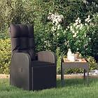 vidaXL Justerbar trädgårdsstol med dyna konstrotting svart 46066
