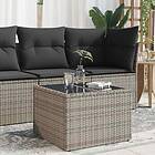 vidaXL Trädgårdsbord med glasskiva grå 55x55x37 cm konstrotting 366120