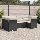 vidaXL Loungegrupp med dynor 6 delar svart konstrotting 3218106