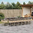 vidaXL Matgrupp för trädgården med dynor 17delar mixbeige konstrotting 3211428