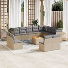 vidaXL Soffgrupp för trädgården med dynor 13 delar beige konstrotting 3223931