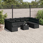 vidaXL Loungegrupp 10 delar med svarta dynor konstrotting 3249914