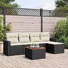 vidaXL Loungegrupp med dynor 6 delar svart konstrotting 3224096