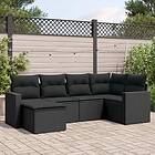 vidaXL Loungegrupp med dynor 6 delar svart konstrotting 3219245