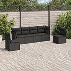 vidaXL Loungegrupp med dynor 6 delar svart konstrotting 3249204