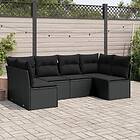 vidaXL Loungegrupp med dynor 6 delar svart konstrotting 3217385
