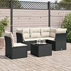 vidaXL Loungegrupp med dynor 6 delar svart konstrotting 3249485