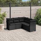 vidaXL Loungegrupp för trädgården med dynor 5 delar svart konstrotting 3249454