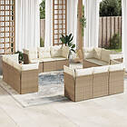 vidaXL Soffgrupp för trädgården 12 delar med dynor beige konstrotting 3217328