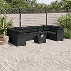 vidaXL Loungegrupp för trädgården m. dynor 11 delar konstrotting svart 3218205