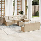 vidaXL Loungegrupp för trädgården m. dynor 11 delar beige konstrotting 3218298