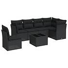 vidaXL Loungegrupp för trädgården m dynor 6 delar brun konstrotting 3217703