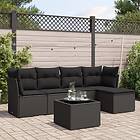 vidaXL Loungegrupp med dynor 6 delar svart konstrotting 3249404