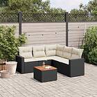 vidaXL Loungegrupp med dynor 6 delar svart konstrotting 3224117