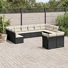 vidaXL Loungegrupp med dynor 12 delar svart konstrotting 3250265