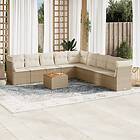 vidaXL Soffgrupp för trädgård med dynor 10 delar beige konstrotting 3223692