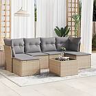 vidaXL Matgrupp för trädgården med dynor 7 delar beige konstrotting 3218019