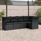 vidaXL Loungegrupp för trädgården med dynor 5 delar svart konstrotting 3217595