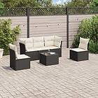 vidaXL Loungegrupp med dynor 6 delar svart konstrotting 3217356