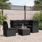 vidaXL Loungegrupp med dynor 6 delar svart konstrotting 3223640