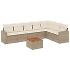 vidaXL Matgrupp för trädgården med dynor 8 delar beige konstrotting 3224154