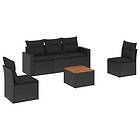 vidaXL Loungegrupp med dynor 6 delar svart konstrotting 3224060