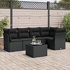 vidaXL Loungegrupp med dynor 6 delar svart konstrotting 3249444