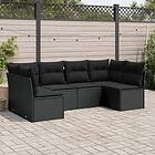 vidaXL Loungegrupp med dynor 6 delar svart konstrotting 3249224