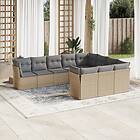 vidaXL Soffgrupp för trädgård med dynor 10 delar beige konstrotting 3250058
