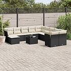 vidaXL Loungegrupp med dynor 12 delar svart konstrotting 3218616