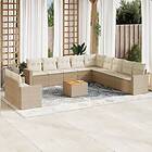 vidaXL Soffgrupp för trädgården 12 delar med dynor beige konstrotting 3224203