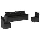 vidaXL Loungegrupp med dynor 6 delar svart konstrotting 3218795