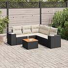 vidaXL Loungegrupp med dynor 6 delar svart konstrotting 3257771