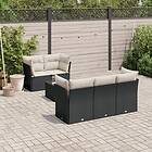 vidaXL Loungegrupp med dynor 6 delar svart konstrotting 3217246