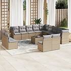 vidaXL Soffgrupp för trädgården 14 delar med dynor beige konstrotting 3250338