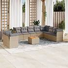 vidaXL Loungegrupp för trädgården m. dynor 11 delar beige konstrotting 3223721