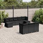 vidaXL Loungegrupp 10 delar med svarta dynor konstrotting 3250164