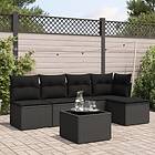 vidaXL Loungegrupp med dynor 6 delar svart konstrotting 3217525