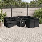 vidaXL Loungegrupp 10 delar med svarta dynor konstrotting 3218185