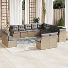 vidaXL Soffgrupp för trädgården 12 delar med dynor beige konstrotting 3218419